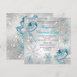 Invitación Fiesta de Navidad con Máscara de Copo de Nieve Pla