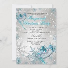 Invitación Fiesta de Navidad con Máscara de Copo de Nieve Pla
