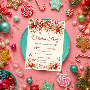 Invitación Fiesta de Navidad con menta caprichosa