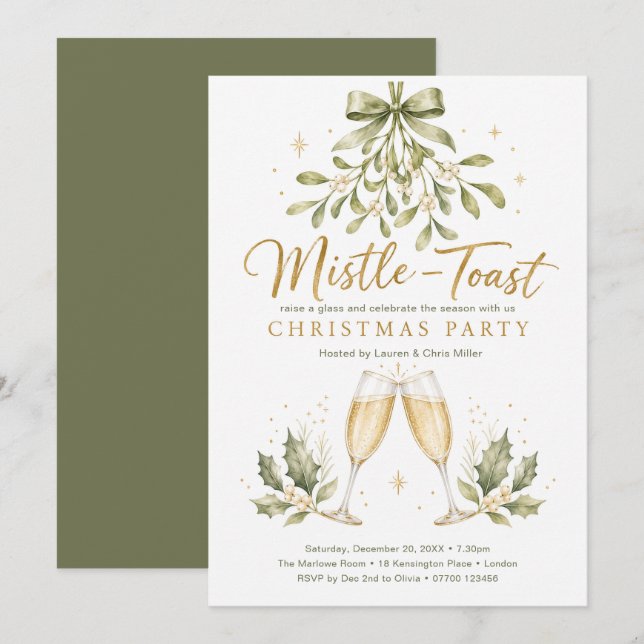 Invitación Fiesta de Navidad con Mistle‑Toast (Anverso / Reverso)