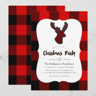 Invitación Fiesta de Navidad con motivo de ciervo de scrapboo