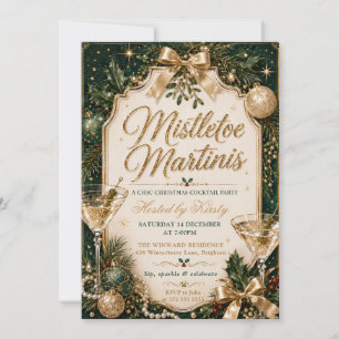 Invitación Fiesta de Navidad con Muérdago y Martinis