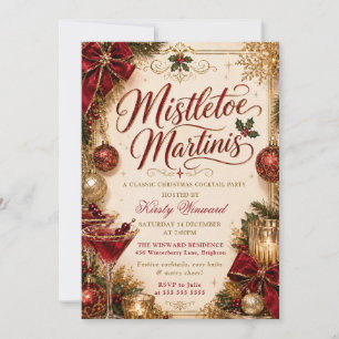 Invitación Fiesta de Navidad con Muérdago y Martinis