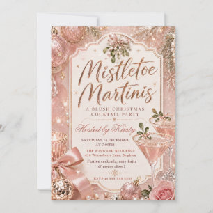 Invitación Fiesta de Navidad con muérdago y martinis