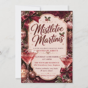 Invitación Fiesta de Navidad con muérdago y martinis