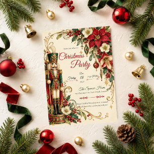Invitación Fiesta de Navidad con Nochebuena Cascanueces Adorn