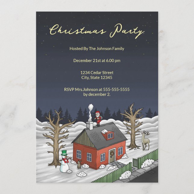 Invitación Fiesta de Navidad con Papá Noel (Anverso)