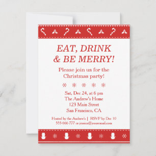 Invitación Fiesta de Navidad con Patrón Moderno y Elegante en