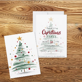 Invitación Fiesta de Navidad con Pincelada Contemporánea