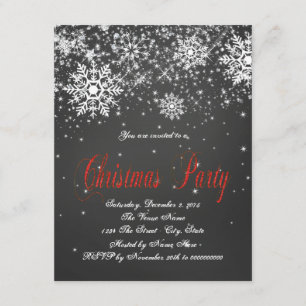 Invitación Fiesta de Navidad con Pizarra de Copo de Nieve Roj