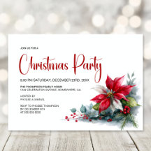 Fiesta de Navidad con Poinsettia en Acuarela