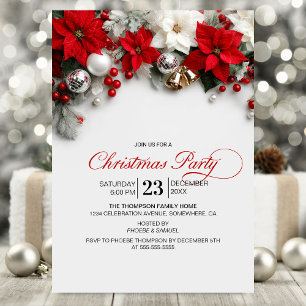 Invitación Fiesta de Navidad con Poinsettia Moderna