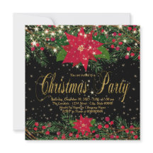 Fiesta de Navidad con Poinsettia Roja Rústica