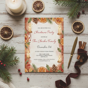 Invitación Fiesta de Navidad con Rebanada de Naranja Rústica 