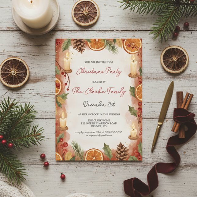 Invitación Fiesta de Navidad con Rebanada de Naranja Rústica  (Subido por el creador)
