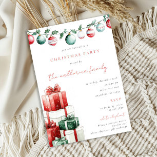 Invitación Fiesta de Navidad con Regalo de Elefante Blanco