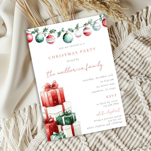 Invitación Fiesta de Navidad con Regalo de Elefante Blanco (Subido por el creador)