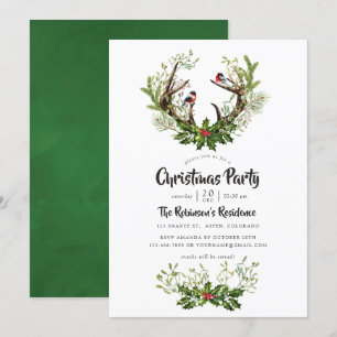 Invitación Fiesta de Navidad con Reno Countryside Acuarela