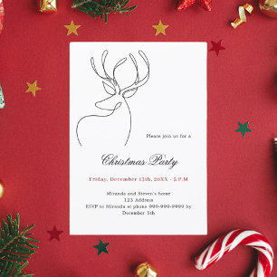Invitación Fiesta de Navidad con renos doodle
