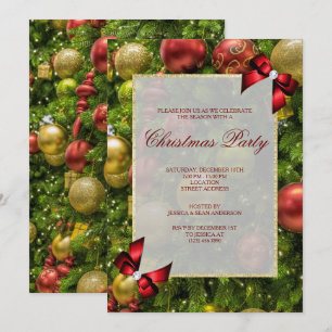 Invitación Fiesta de Navidad con Stylish Baubles & Lazos
