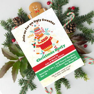 Invitación Fiesta de Navidad con suéter feo divertido para va