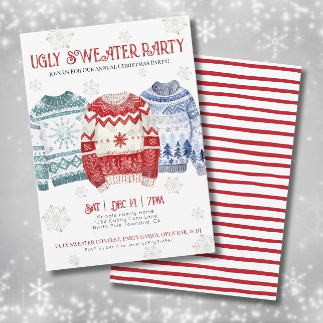 Invitación Fiesta de Navidad con Suéteres Feos (Ugly Sweater Christmas Party Invitation)