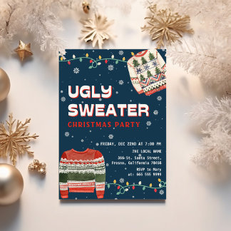 Invitación Fiesta de Navidad con suéteres feos divertidos
