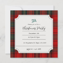 Invitación Fiesta de Navidad con Tartán Escocés Personalizabl