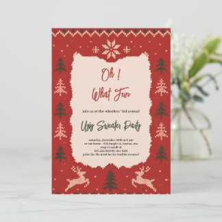 Invitación Fiesta de Navidad con Tejido Festivo