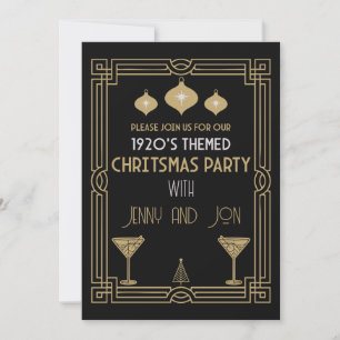 INVITACIÓN FIESTA DE NAVIDAD CON TEMA DE LOS AÑOS 20