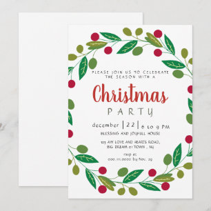 Invitación Fiesta de Navidad con vegetación invernal moderna 