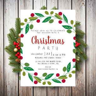 Invitación Fiesta de Navidad con vegetación invernal moderna 