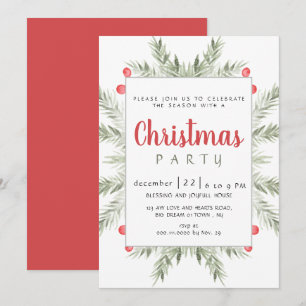 Invitación Fiesta de Navidad con vegetación invernal moderna 