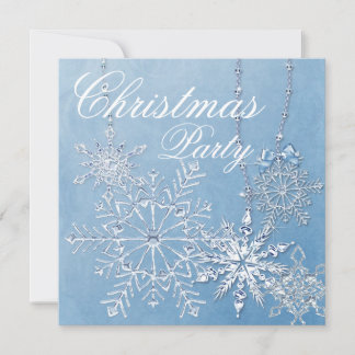 Invitación Fiesta de Navidad Copo de Nieve Azul