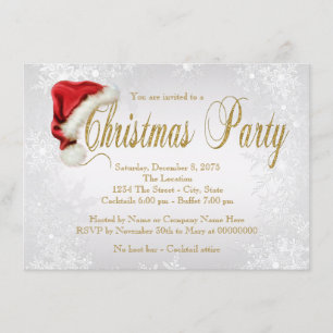 Invitación Fiesta de Navidad Copo de Nieve Plateado