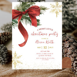 Invitación Fiesta de Navidad Coquette con Lazo Rojo