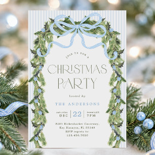 Invitación Fiesta de Navidad Corona de Raya Azul Grandmillenn