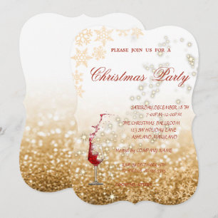Invitación Fiesta de Navidad corporativa con brillo de vidrio