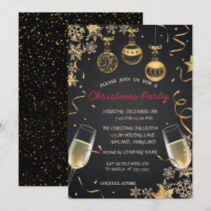 Invitación Fiesta de Navidad corporativa con copos de nieve, 