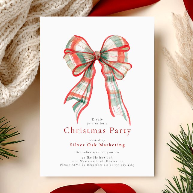 Invitación Fiesta de Navidad Corporativa con Lazo (Subido por el creador)