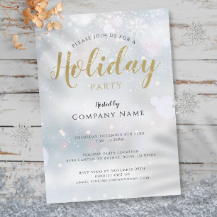 Invitación Fiesta de Navidad Corporativa Copos de Nieve