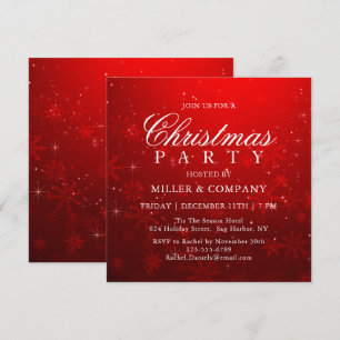 Invitación Fiesta de Navidad Corporativa Copos de Nieve Rojos