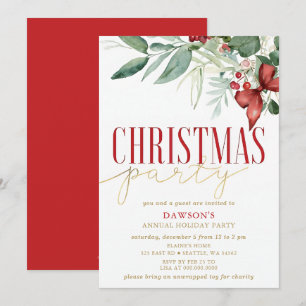 Invitación Fiesta de Navidad corporativa de Holly Botanical
