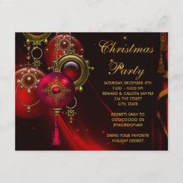 Invitación Fiesta de Navidad corporativa de ornamentos de oro