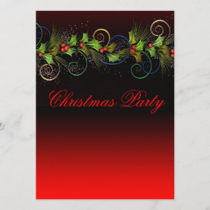 Invitación Fiesta de Navidad Corporativa Dramática Roja de Ho