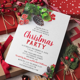 Invitación Fiesta de Navidad Corporativa Elegante Roja