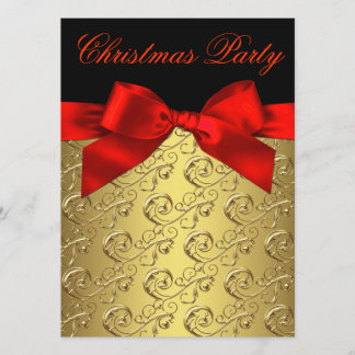 Invitación Fiesta de Navidad corporativa elegante roja y dora