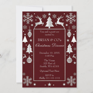 Invitación Fiesta de Navidad Corporativa Festiva Roja Platead
