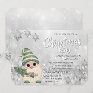 Invitación Fiesta de Navidad corporativa Gnome PineTree Bokeh