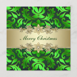 Invitación Fiesta de Navidad corporativa Hoja de Oro Verde